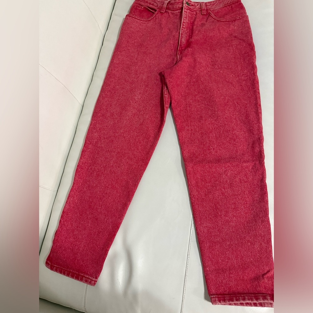 Guess by Marciano Vibrant Red acid wash 80s Denim with ankle zippers size 32